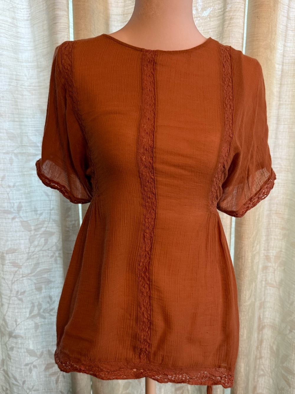 Zara Trafaluc Tie-Back Lace-Trim Tunic